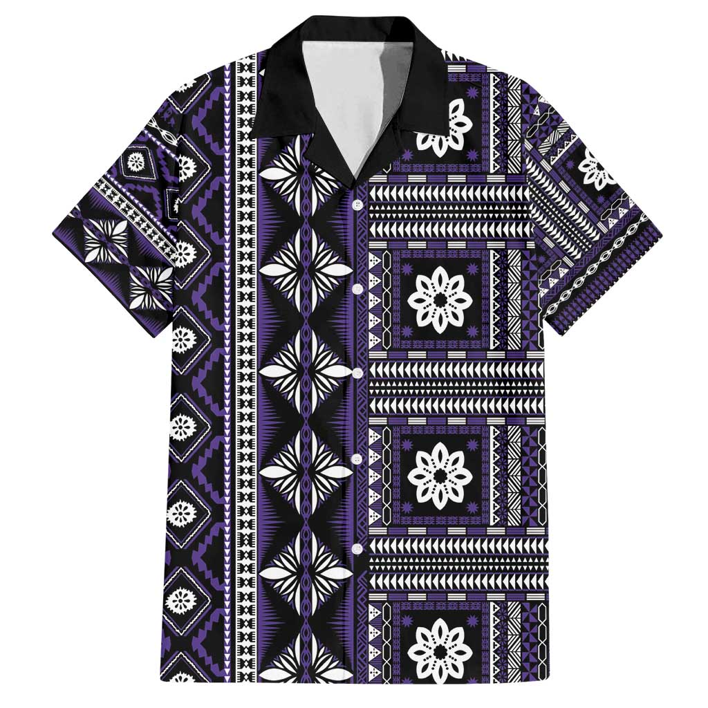 Fiji Masi Tapa Pattern Purple Family Matching Puletasi and Hawaiian Shirt - Polynesian Pride