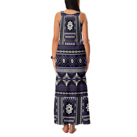 Fiji Masi Tapa Pattern Purple Family Matching Tank Maxi Dress and Hawaiian Shirt - Polynesian Pride