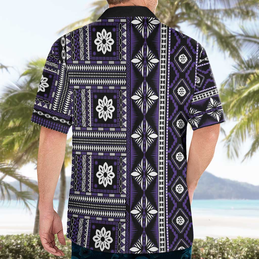 Fiji Masi Tapa Pattern Purple Hawaiian Shirt - Polynesian Pride