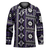 Fiji Masi Tapa Pattern Purple Hockey Jersey - Polynesian Pride