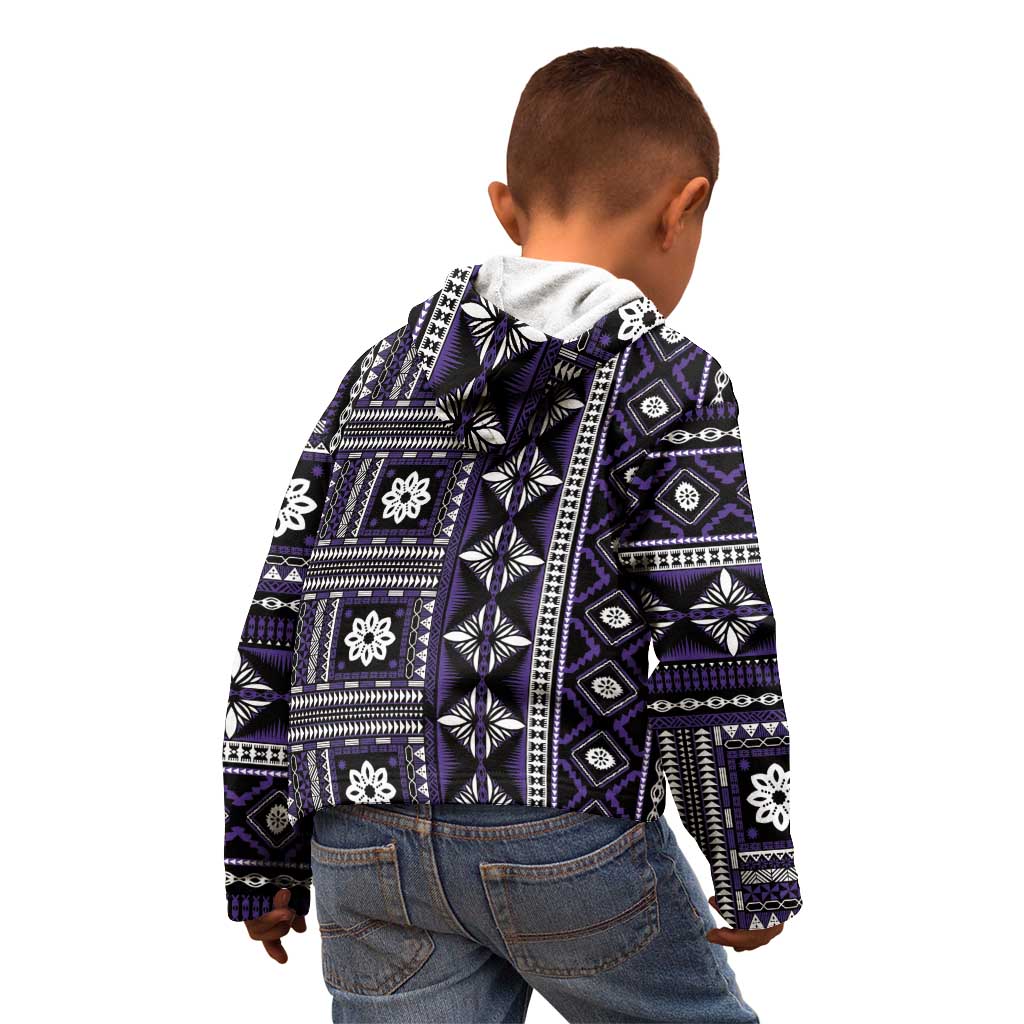 Fiji Masi Tapa Pattern Purple Kid Hoodie - Polynesian Pride