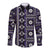 Fiji Masi Tapa Pattern Purple Long Sleeve Button Shirt - Polynesian Pride