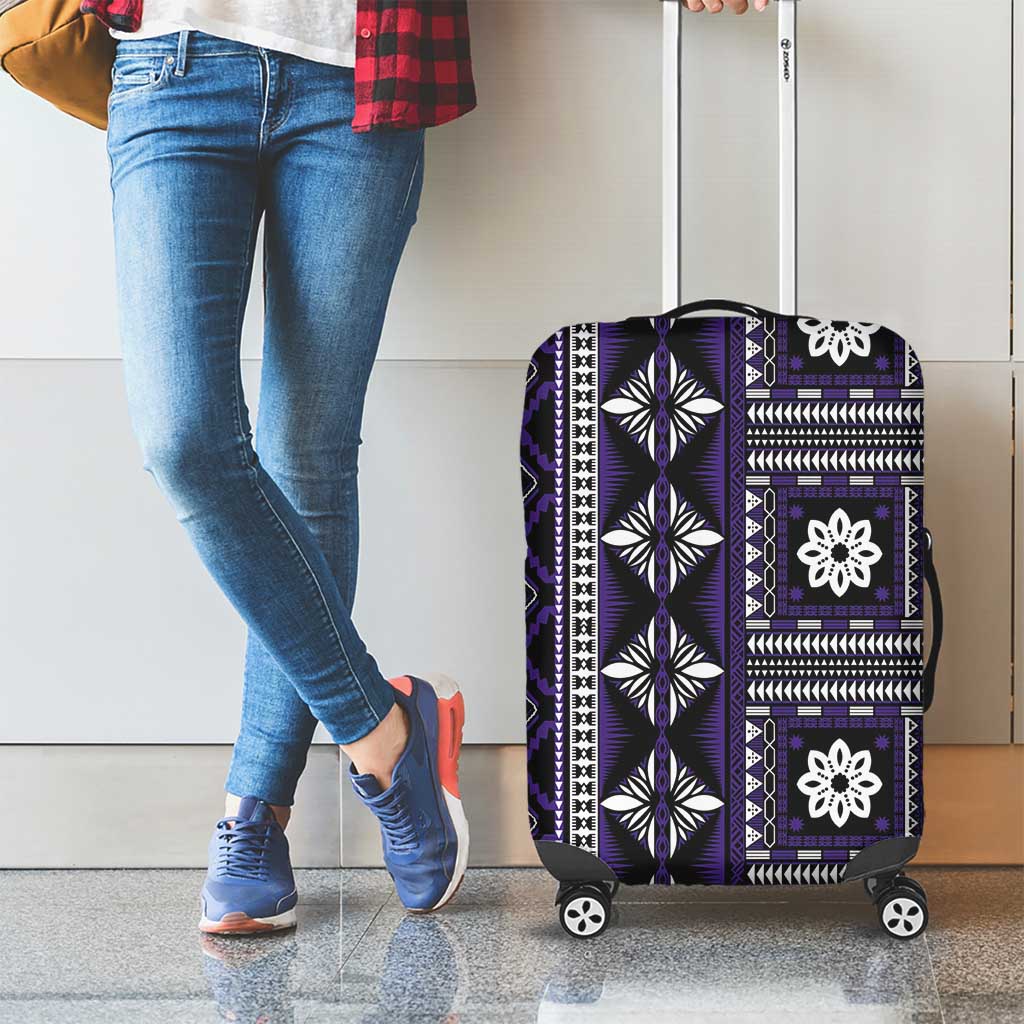 Fiji Masi Tapa Pattern Purple Luggage Cover - Polynesian Pride