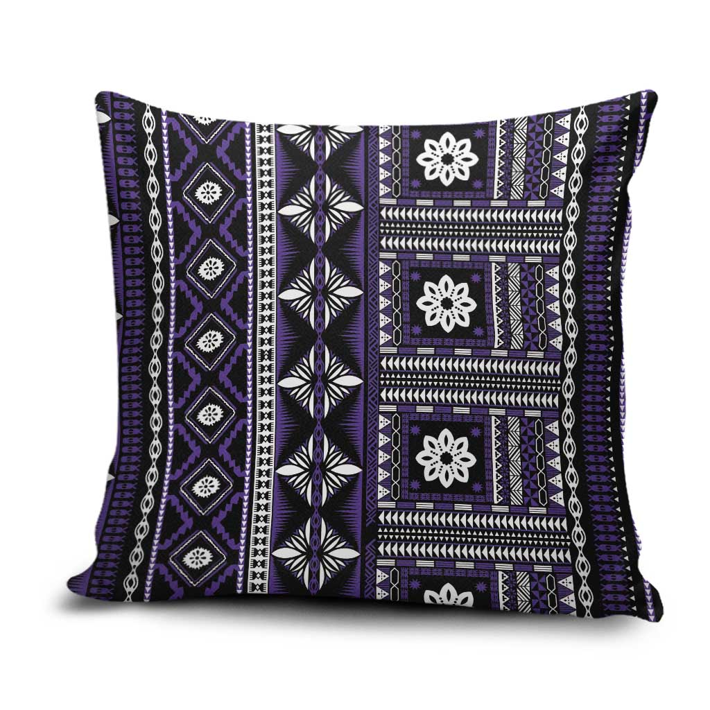 Fiji Masi Tapa Pattern Purple Pillow Cover - Polynesian Pride