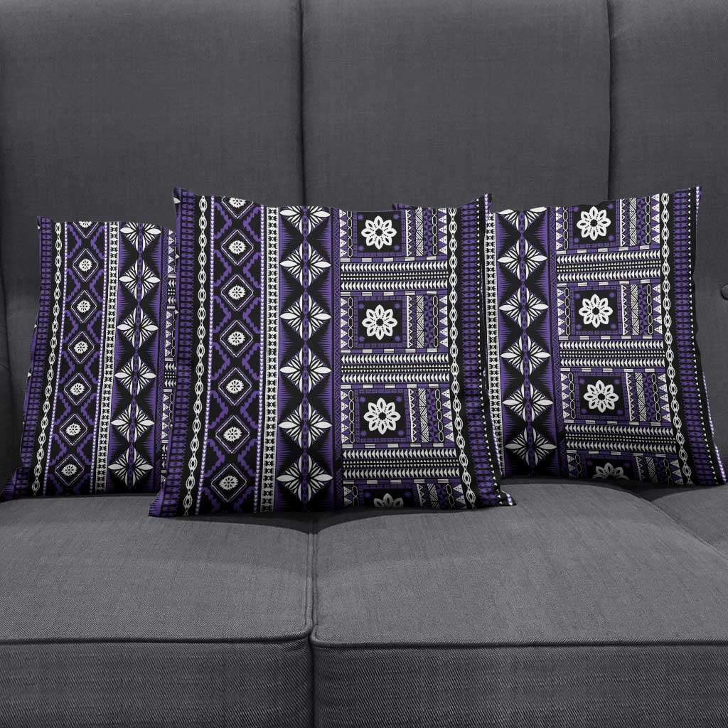 Fiji Masi Tapa Pattern Purple Pillow Cover - Polynesian Pride