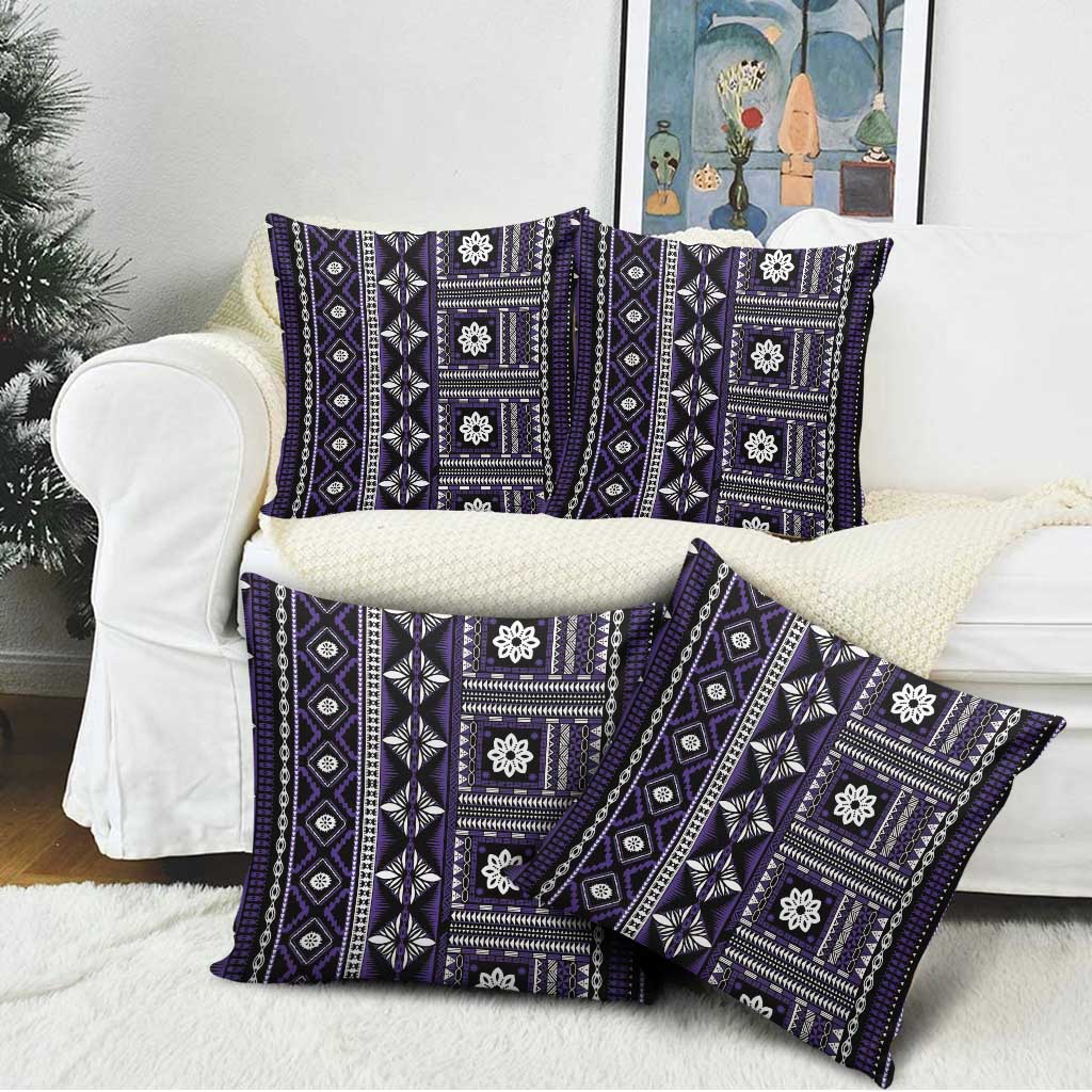 Fiji Masi Tapa Pattern Purple Pillow Cover - Polynesian Pride