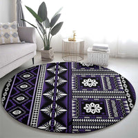 Fiji Masi Tapa Pattern Purple Round Carpet - Polynesian Pride