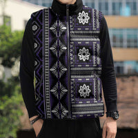 Fiji Masi Tapa Pattern Purple Sleeveless Puffer Jacket - Polynesian Pride