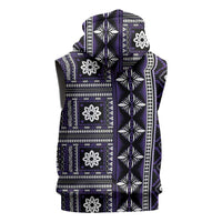 Fiji Masi Tapa Pattern Purple Sleeveless Zip Hoodie - Polynesian Pride