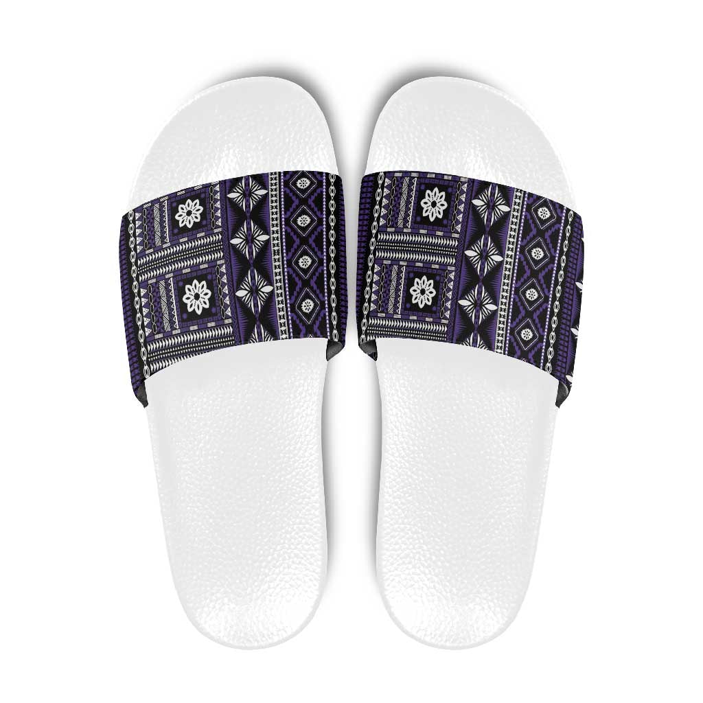 Fiji Masi Tapa Pattern Purple Slide Sandals - Polynesian Pride