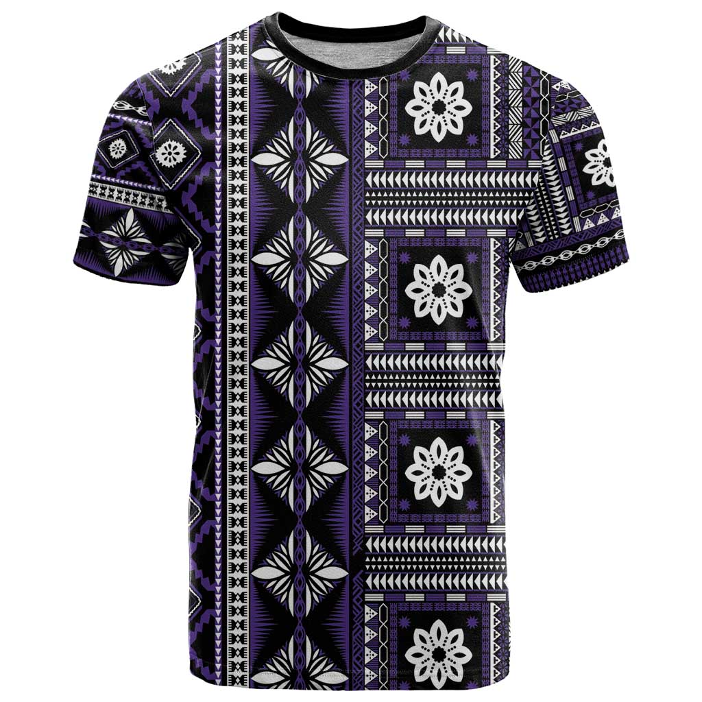 Fiji Masi Tapa Pattern Purple T Shirt - Polynesian Pride
