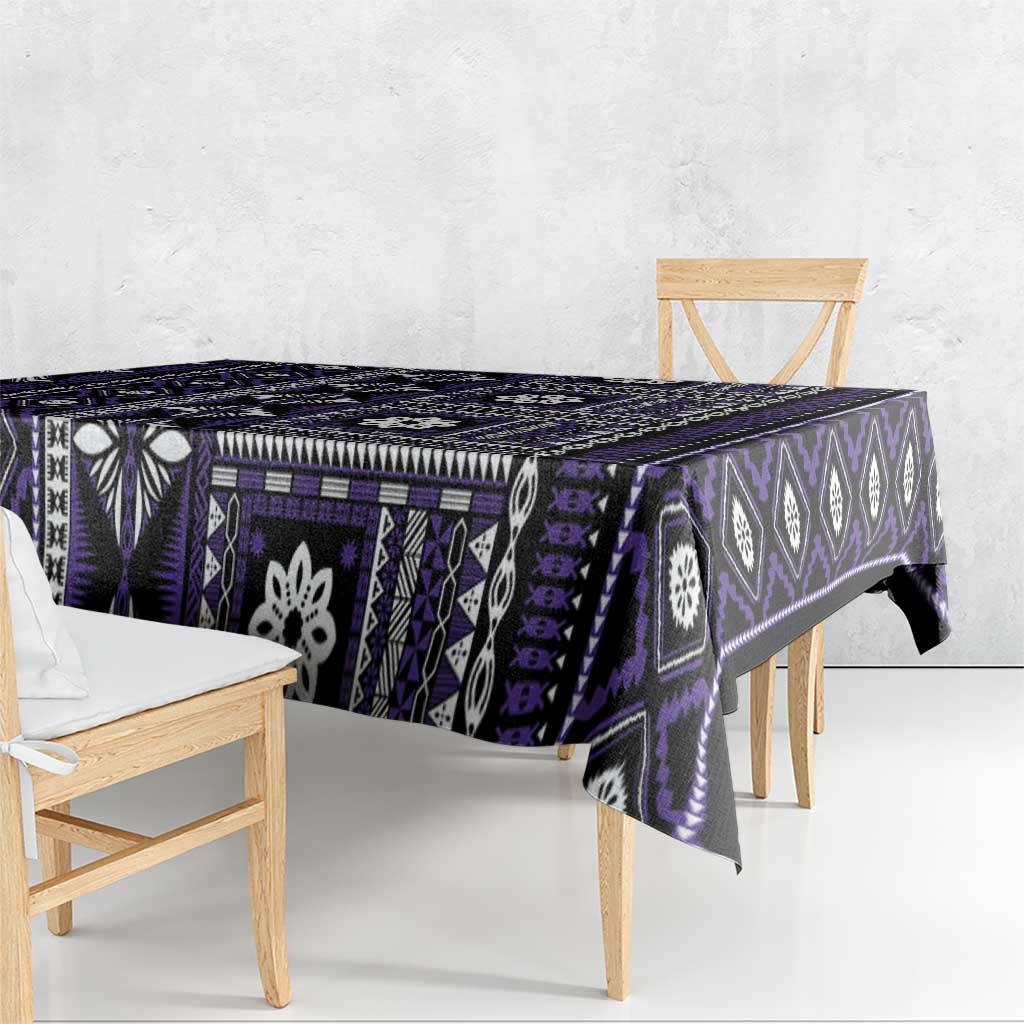 Fiji Masi Tapa Pattern Purple Tablecloth - Polynesian Pride