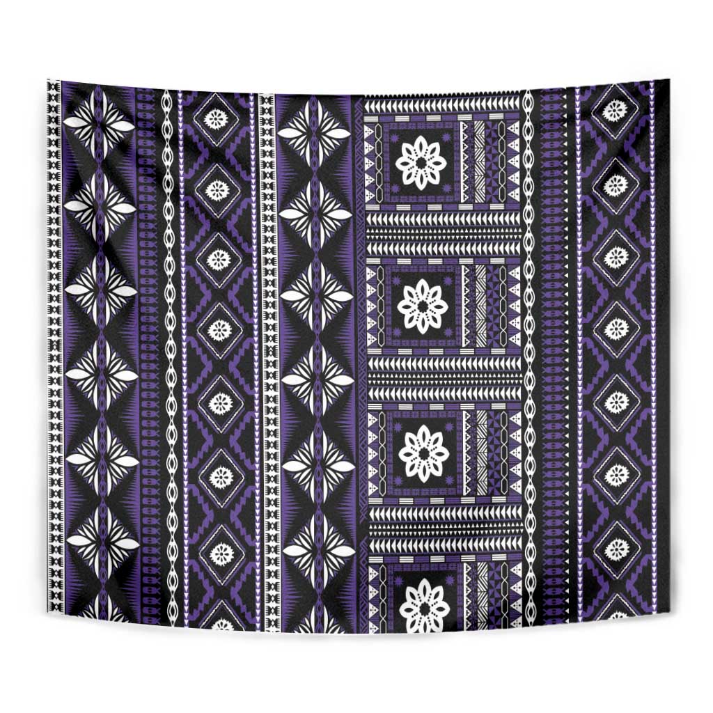 Fiji Masi Tapa Pattern Purple Tapestry - Polynesian Pride