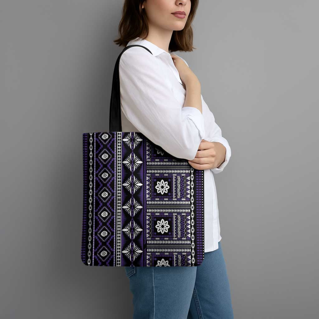 Fiji Masi Tapa Pattern Purple Tote Bag - Polynesian Pride