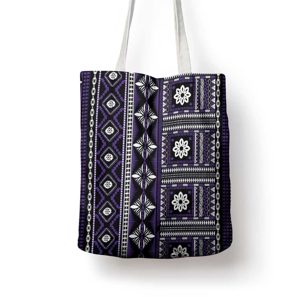 Fiji Masi Tapa Pattern Purple Tote Bag - Polynesian Pride