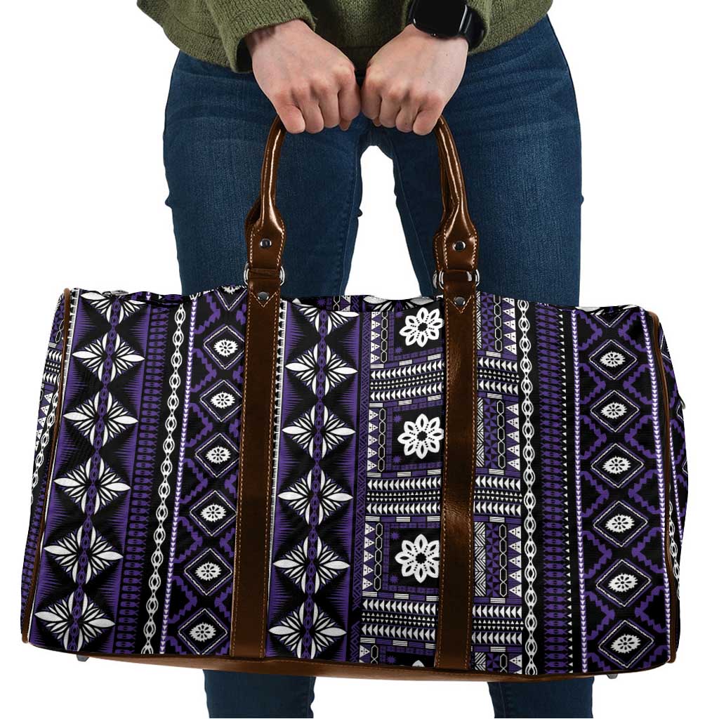 Fiji Masi Tapa Pattern Purple Travel Bag - Polynesian Pride