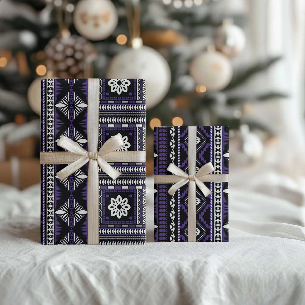 Fiji Masi Tapa Pattern Purple Wrapping Paper - Polynesian Pride