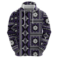 Fiji Masi Tapa Pattern Purple Zip Hoodie - Polynesian Pride