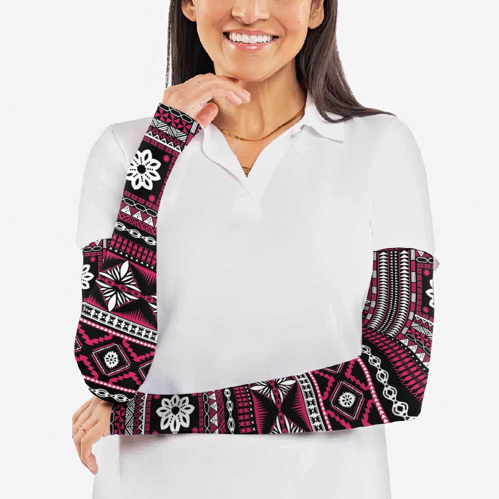 Fiji Masi Tapa Pattern Pink Arm Sleeves - Polynesian Pride
