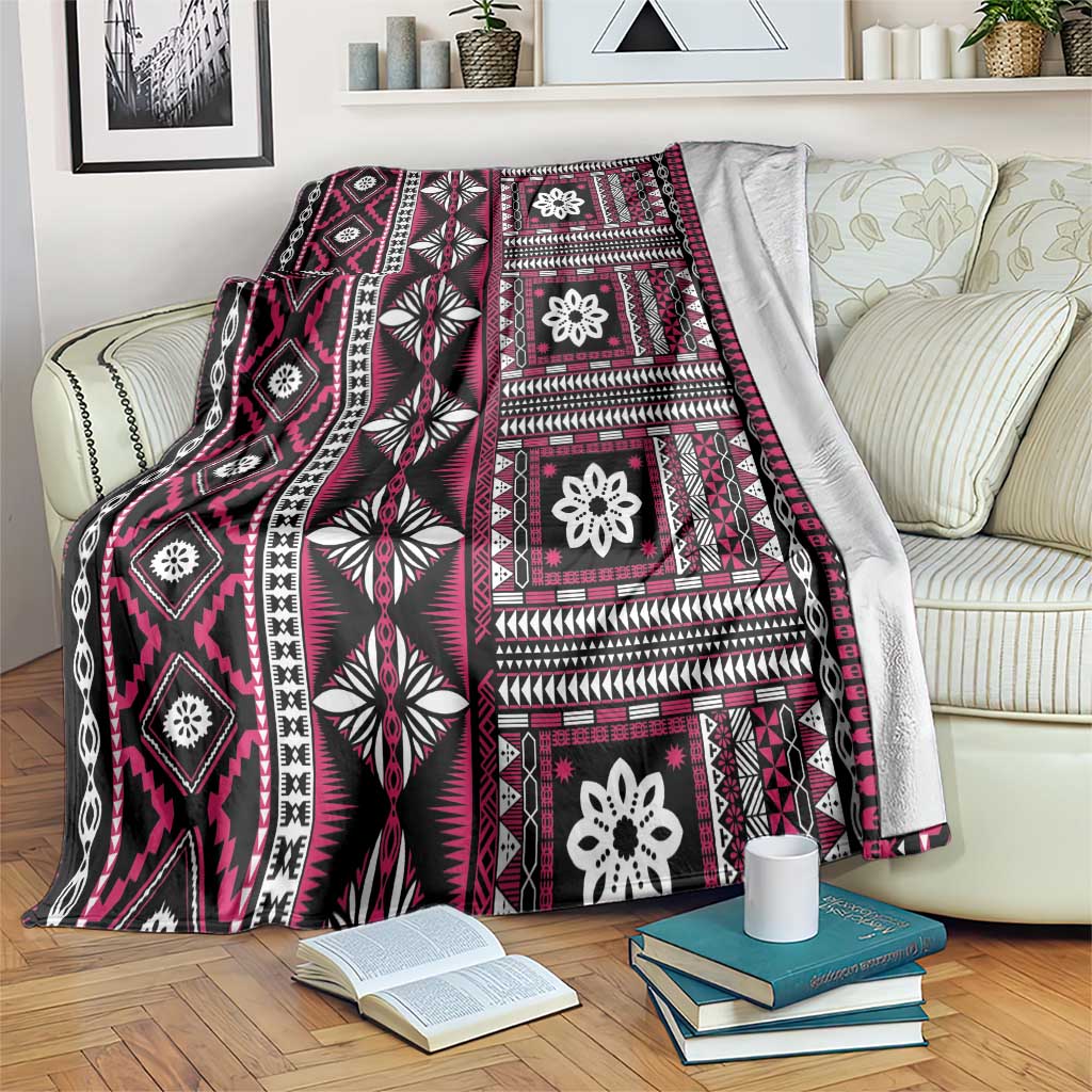 Fiji Masi Tapa Pattern Pink Blanket - Polynesian Pride