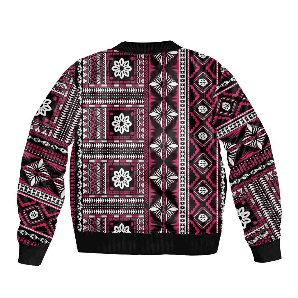 Fiji Masi Tapa Pattern Pink Bomber Jacket - Polynesian Pride