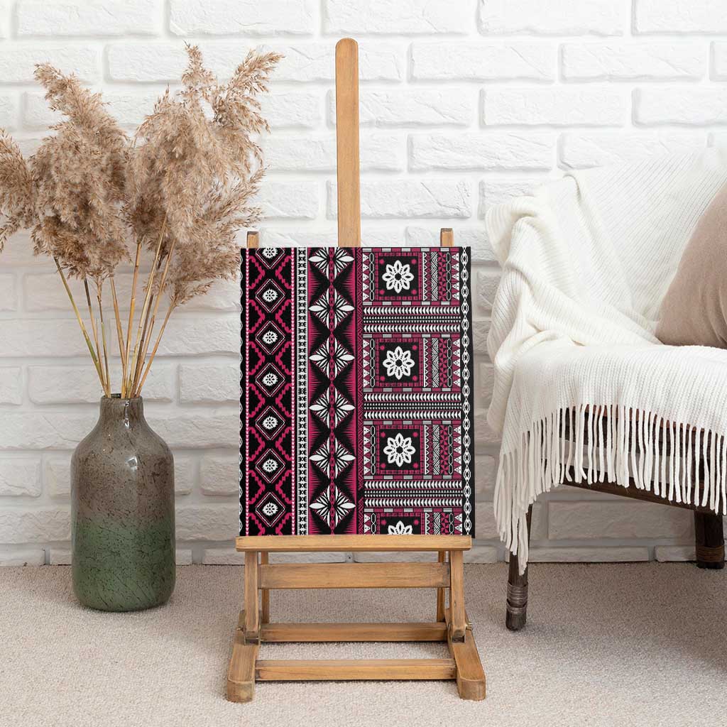 Fiji Masi Tapa Pattern Pink Canvas Wall Art - Polynesian Pride