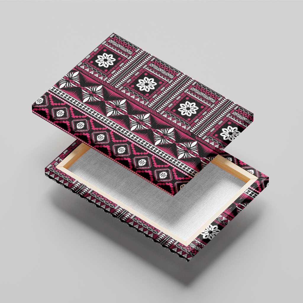 Fiji Masi Tapa Pattern Pink Canvas Wall Art - Polynesian Pride
