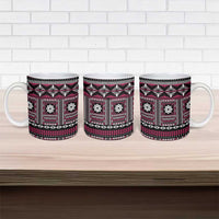 Fiji Masi Tapa Pattern Pink Ceramic Mug - Polynesian Pride