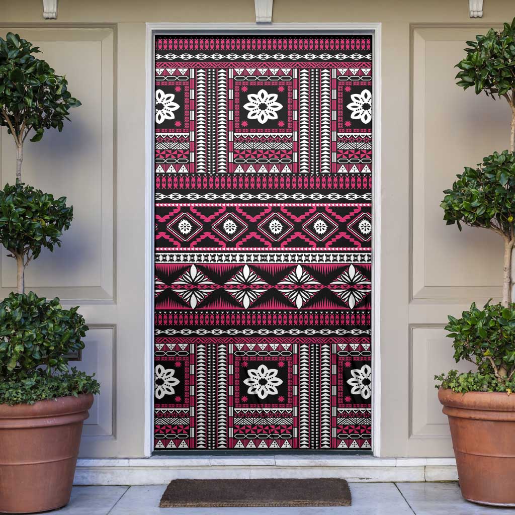 Fiji Masi Tapa Pattern Pink Door Cover - Polynesian Pride