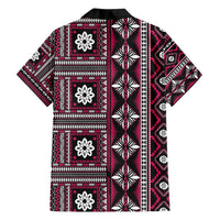 Fiji Masi Tapa Pattern Pink Family Matching Long Sleeve Bodycon Dress and Hawaiian Shirt - Polynesian Pride