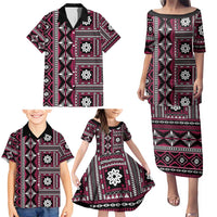 Fiji Masi Tapa Pattern Pink Family Matching Puletasi and Hawaiian Shirt - Polynesian Pride