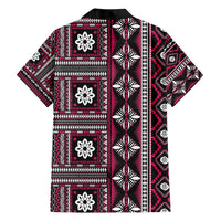Fiji Masi Tapa Pattern Pink Family Matching Short Sleeve Bodycon Dress and Hawaiian Shirt - Polynesian Pride