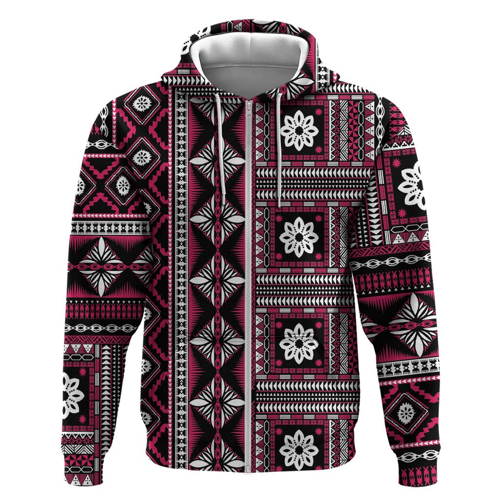 Fiji Masi Tapa Pattern Pink Hoodie - Polynesian Pride