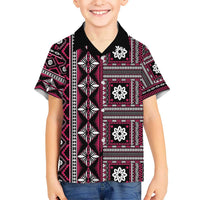 Fiji Masi Tapa Pattern Pink Kid Hawaiian Shirt - Polynesian Pride