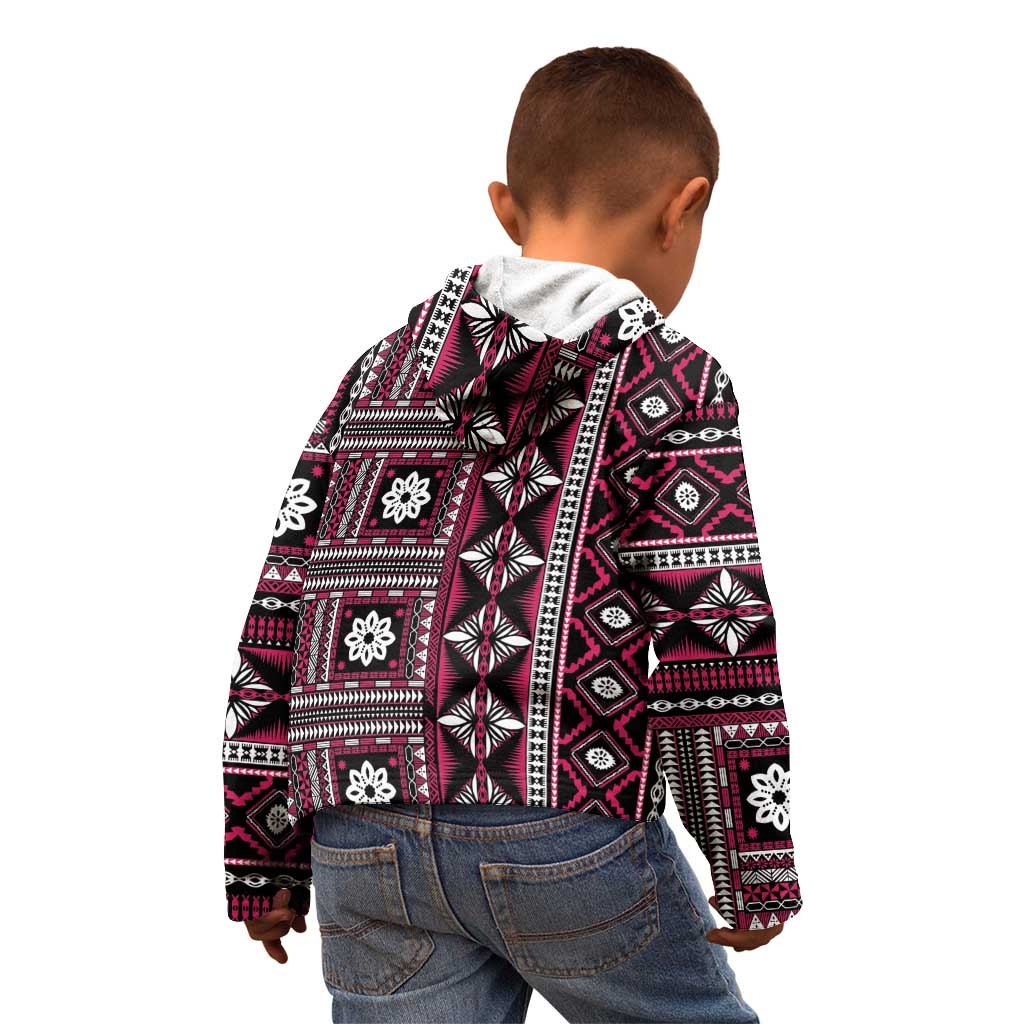 Fiji Masi Tapa Pattern Pink Kid Hoodie - Polynesian Pride
