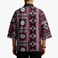Fiji Masi Tapa Pattern Pink Kimono - Polynesian Pride