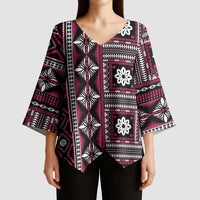 Fiji Masi Tapa Pattern Pink Kimono Sleeve Blouse - Polynesian Pride