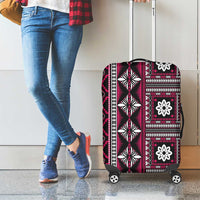 Fiji Masi Tapa Pattern Pink Luggage Cover - Polynesian Pride