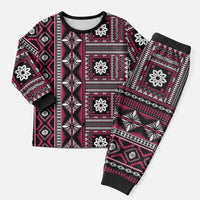 Fiji Masi Tapa Pattern Pink Christmas Pajama Set - Polynesian Pride