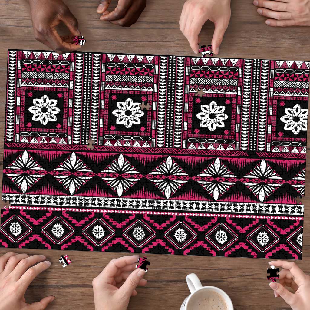 Fiji Masi Tapa Pattern Pink Puzzle - Polynesian Pride