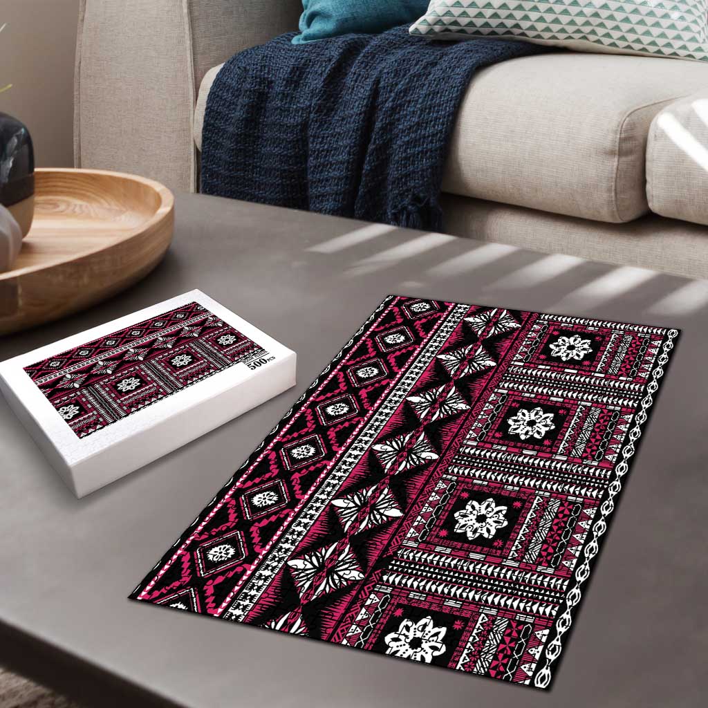 Fiji Masi Tapa Pattern Pink Puzzle - Polynesian Pride