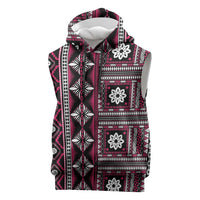 Fiji Masi Tapa Pattern Pink Sleeveless Hoodie - Polynesian Pride