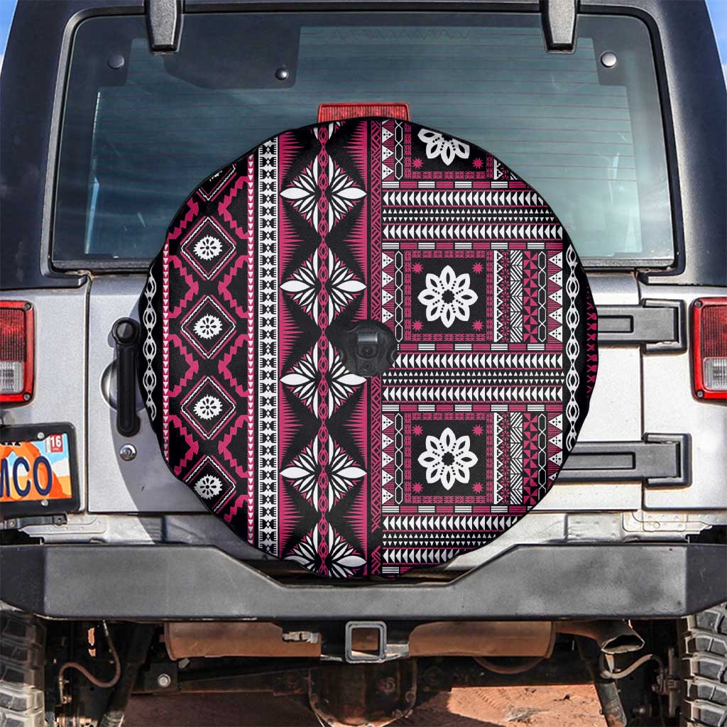 Fiji Masi Tapa Pattern Pink Spare Tire Cover - Polynesian Pride
