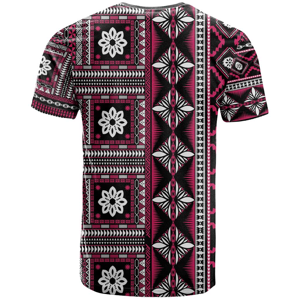 Fiji Masi Tapa Pattern Pink T Shirt - Polynesian Pride