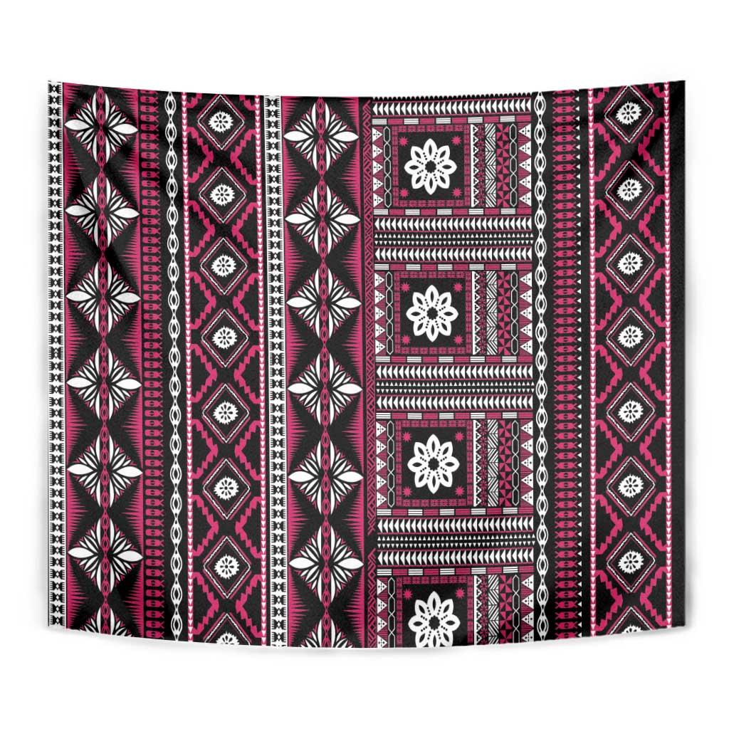 Fiji Masi Tapa Pattern Pink Tapestry - Polynesian Pride