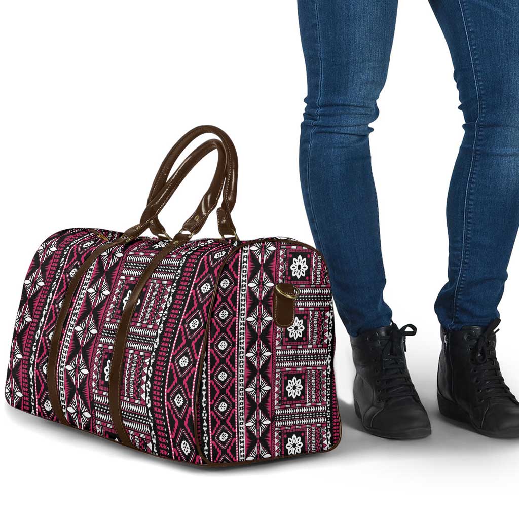 Fiji Masi Tapa Pattern Pink Travel Bag - Polynesian Pride