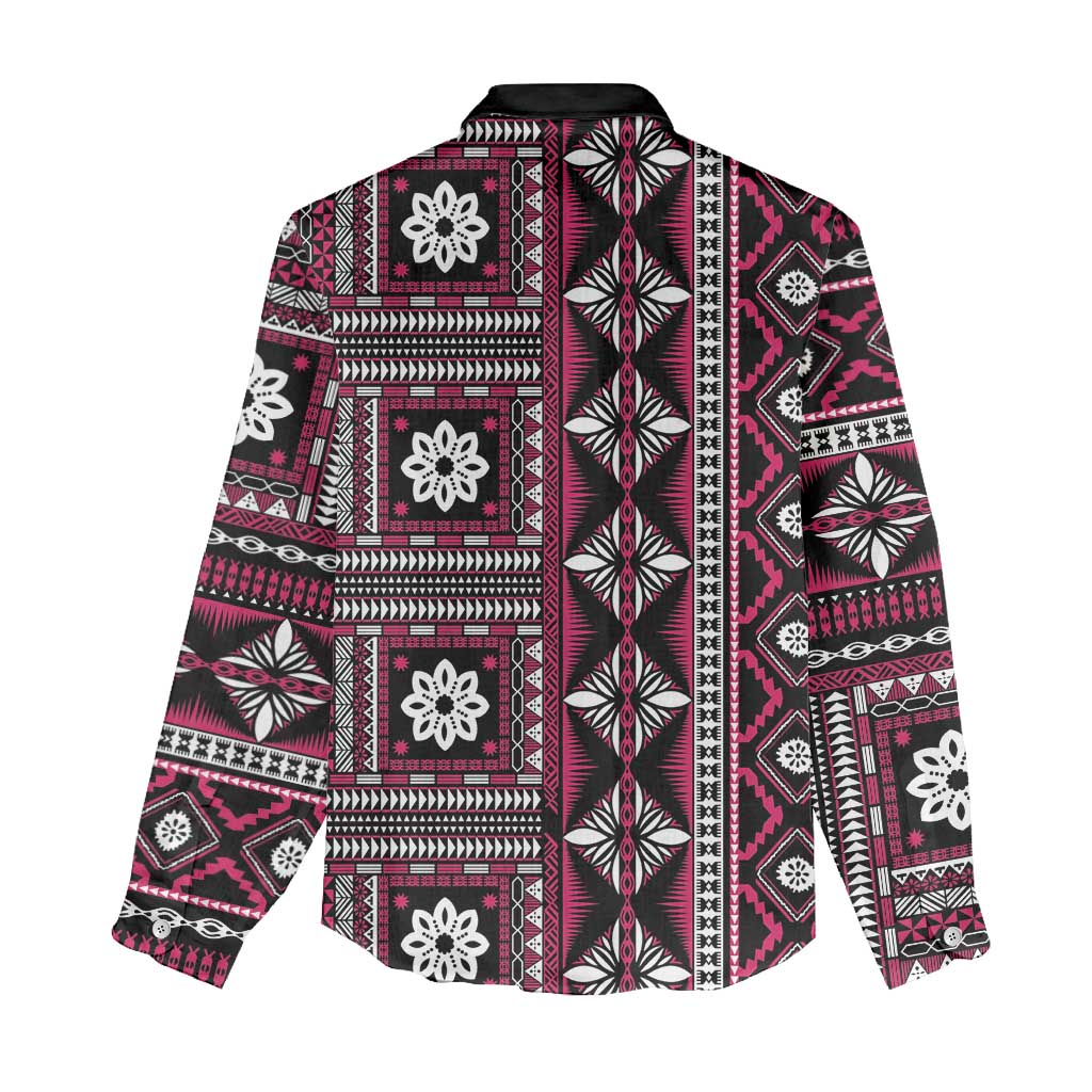 Fiji Masi Tapa Pattern Pink Women Casual Shirt - Polynesian Pride