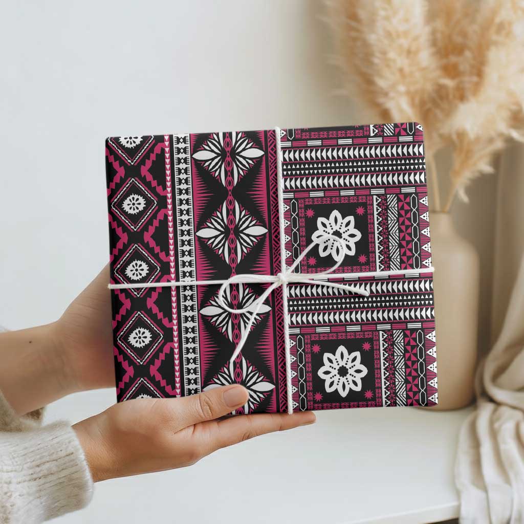 Fiji Masi Tapa Pattern Pink Wrapping Paper - Polynesian Pride
