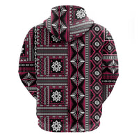Fiji Masi Tapa Pattern Pink Zip Hoodie - Polynesian Pride