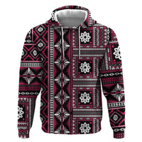 Fiji Masi Tapa Pattern Pink Zip Hoodie - Polynesian Pride
